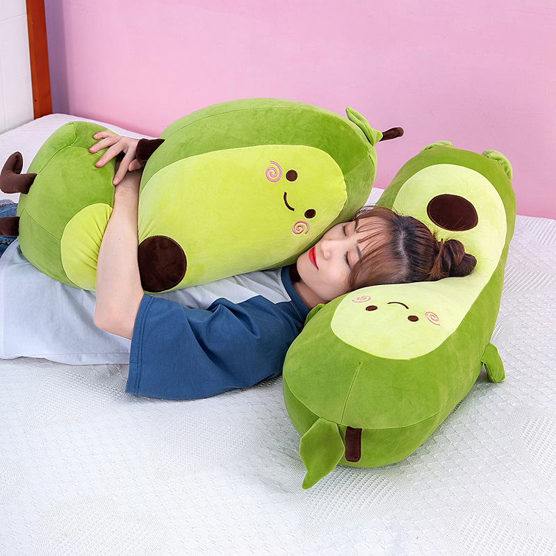 Avocado long strip throw pillow, plush toy, large doll, sleeping leg pinch doll, soft and cute doll for soothing kids wholesale details Picture