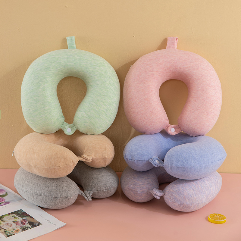 Solid-color memory foam U-shaped pillow, round travel neck pillow, wholesale memory foam U-shaped pillow with logo printing Specification image