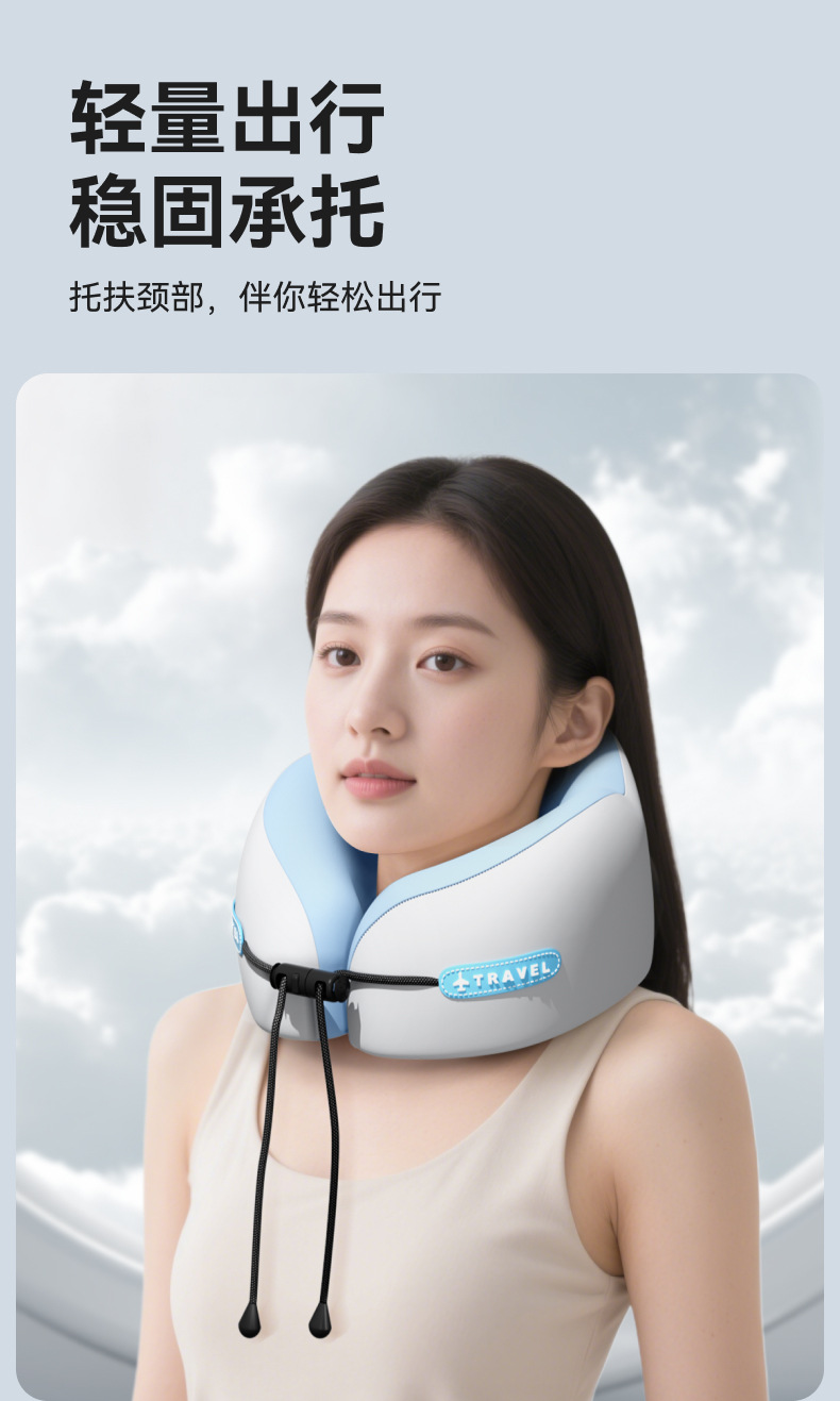Memory foam U-shaped pillow, travel neck pillow, airplane sleeping pillow, neck pillow, cervical neck rest pillow, portable U-shaped pillow pic 4