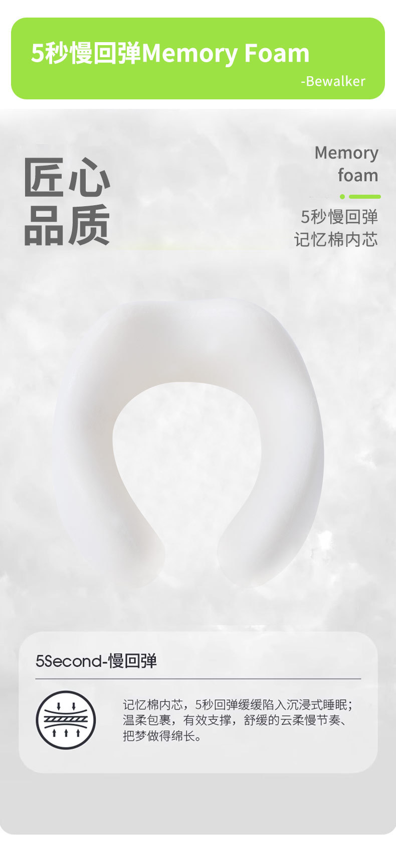 U-shaped neck support travel portable cervical memory foam airplane neck support pillow, can be stored U-shaped neck support pillow pic 7