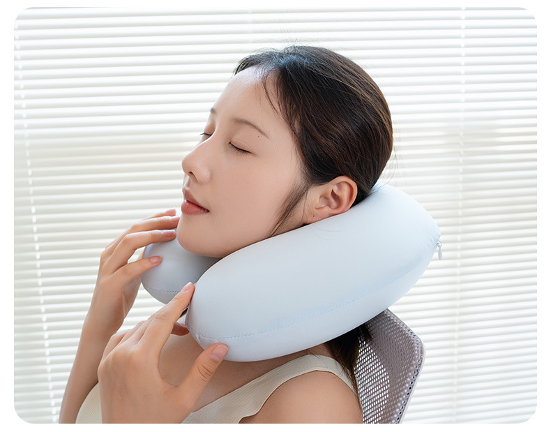 凉感冰丝u型枕夏护颈可拆洗颈椎记忆棉脖枕u形枕头脖子车用睡枕详情23