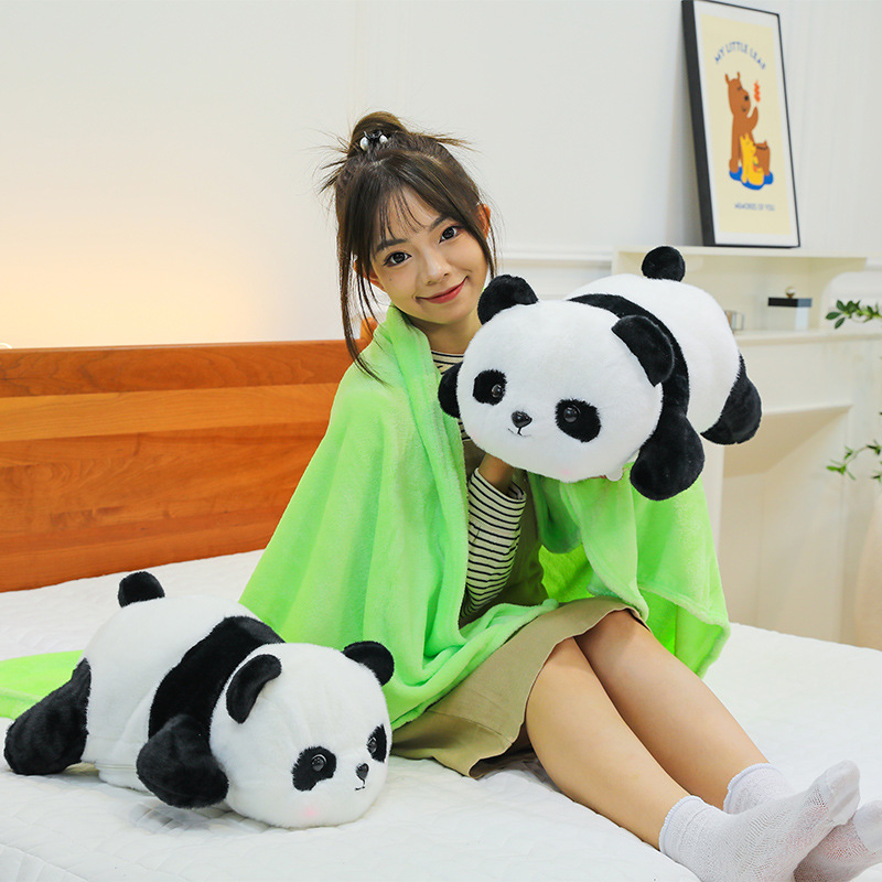 Super cute panda plush toy, air-conditioned blanket, two-in-one doll pillow, air-conditioned blanket, office lunch break details Picture