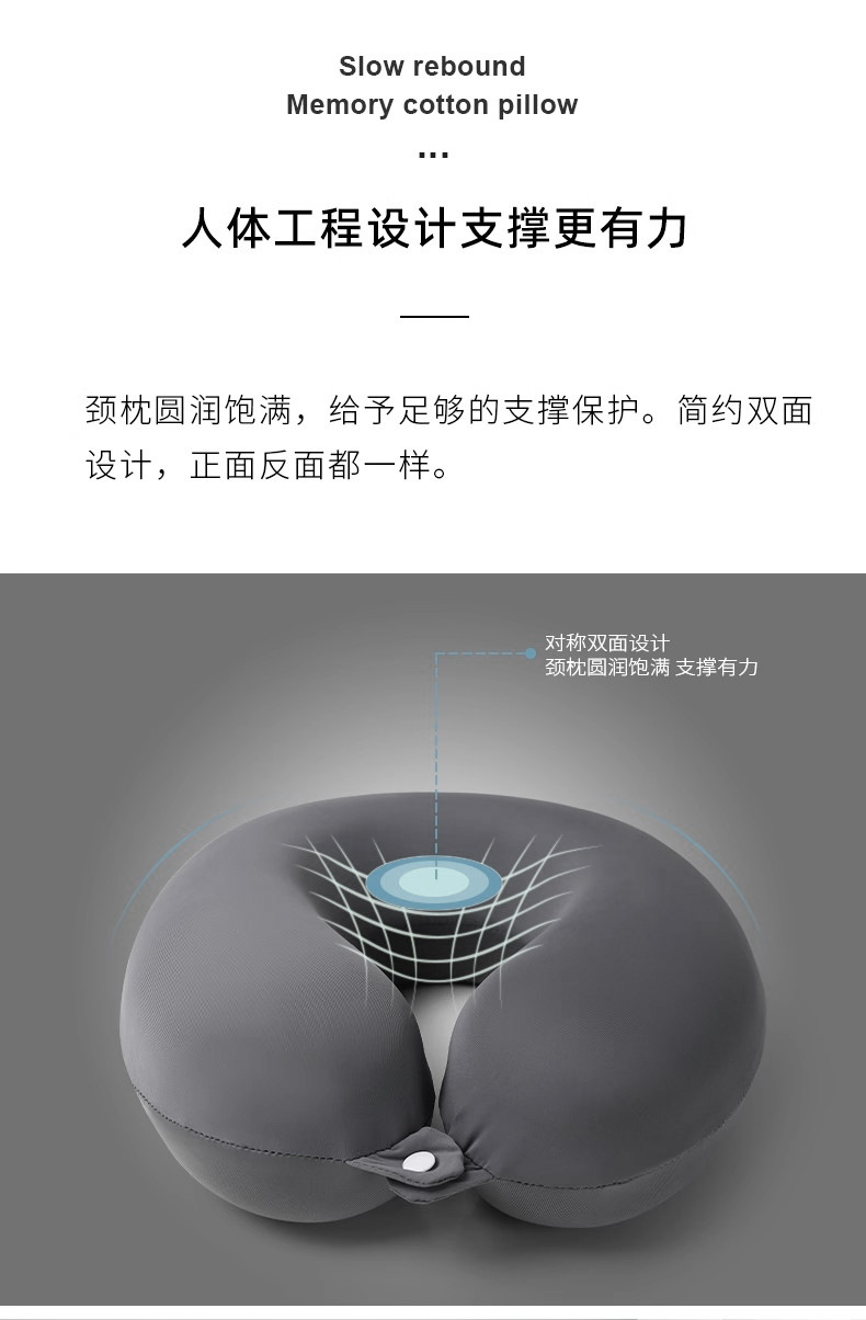 Memory foam U-shaped pillow design LOGO Travel neck pillow, driving and airplane pillow, office nap pillow U-shaped pillow pic 7