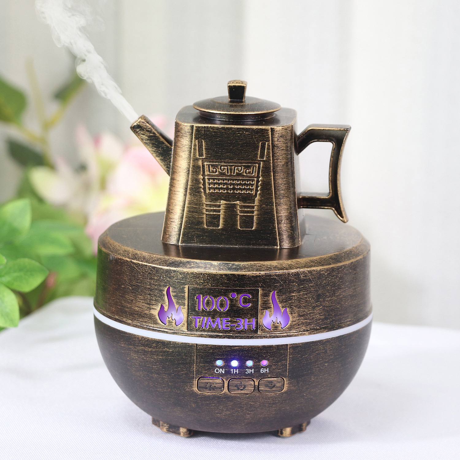 Nuevo aromaterapia ultrasónica hervidor de agua modelo aromaterapia siete luces de color mini escritorio casa tetera aromaterapia humidificador aromaterapia