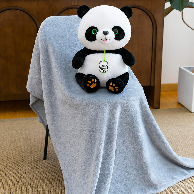 New cartoon panda throw pillow, air conditioner and air conditioner dual-purpose two-in-one office nap blanket pillow, as a gift details Picture