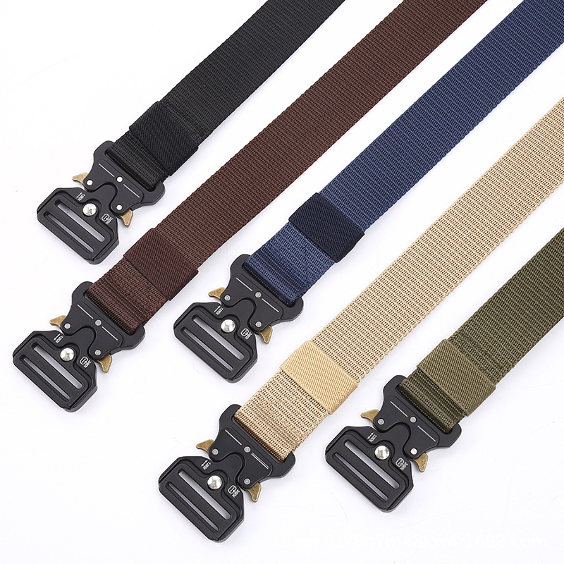 Men's cobra belt, tactical belt, outdoor nylon buckle belt, men's canvas belt, customizable length details Picture