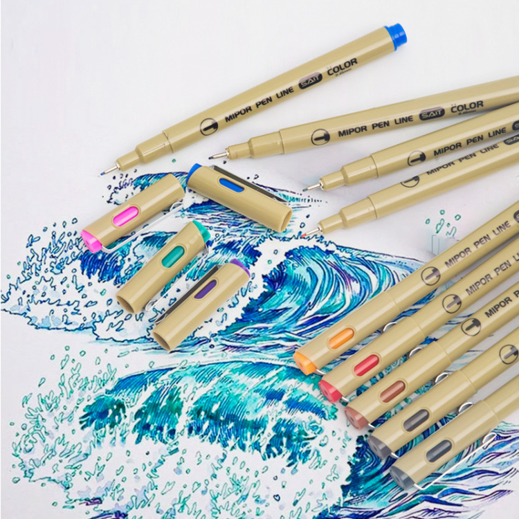 Color 9-piece box art alternative, the same style of outlining pen, waterproof drawing needle pen, outline drawing fine line pen, fine line marking pen Item Picture