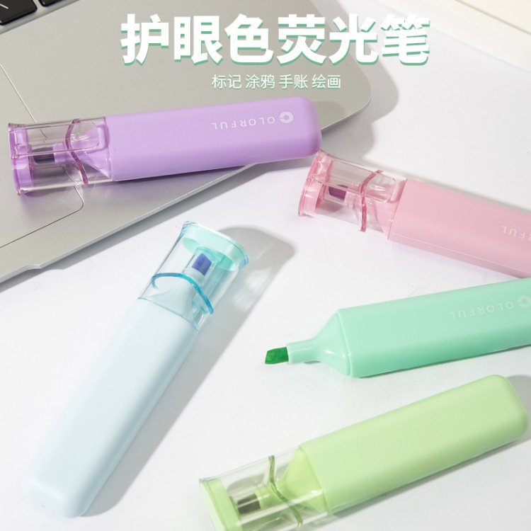 Colored slanted fluorescent pen, journal marker, doodle plastic pen, nylon wear-resistant pen tip, flat pen body, box-packed colored pen Application Scenario