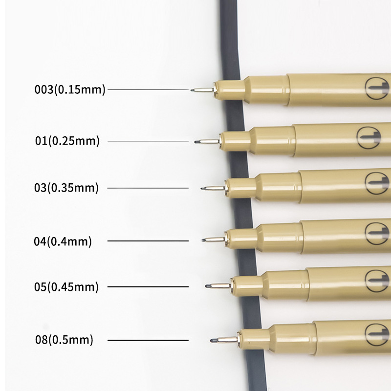 Wholesale of 6 boxed outlining pens, fine line pens, waterproof drawing needle pens and student art drawing pens details Picture