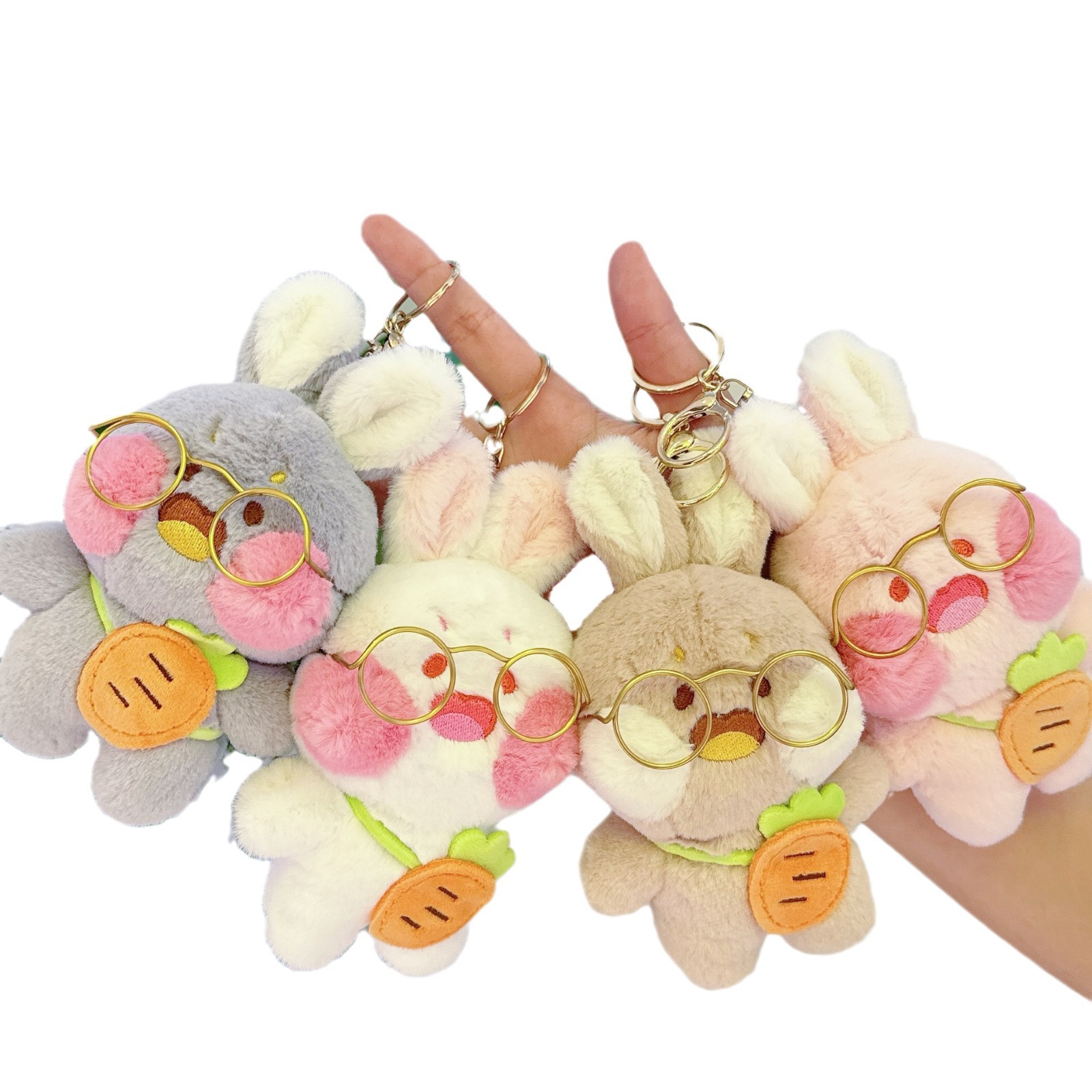 Cute glasses, carrot rabbit bags, pendants, girls' small gifts, dolls, plush toys, keychains, dolls Application Scenario