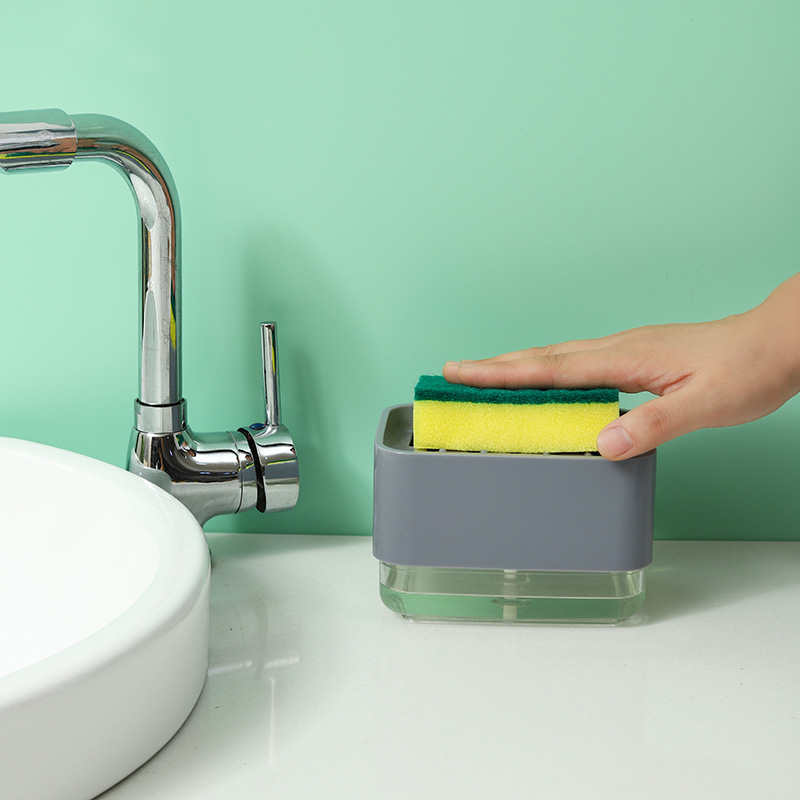 HZ607 Kitchen soap brush liquid dispenser, dishwashing liquid filler, automatic liquid dispensing box, scouring pad, dishwashing soap brush liquid box