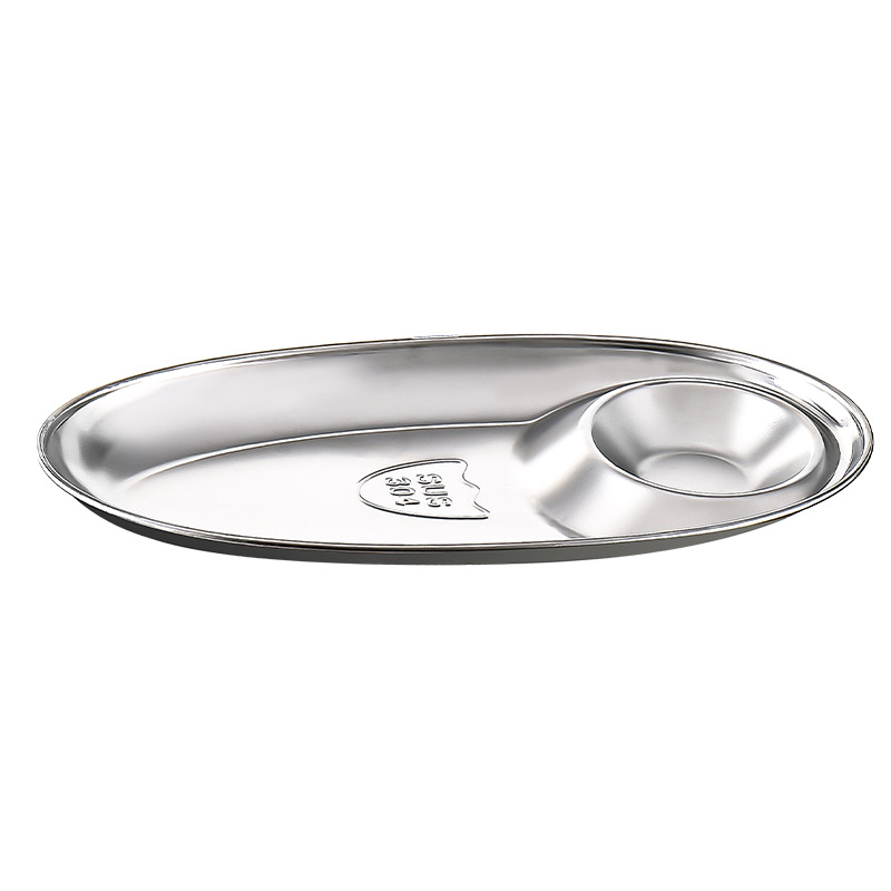 HZ188/476 Korean snack plate, dumpling plate, golden oval compartments, dipping sauce plate, Western food tray, French fries plate