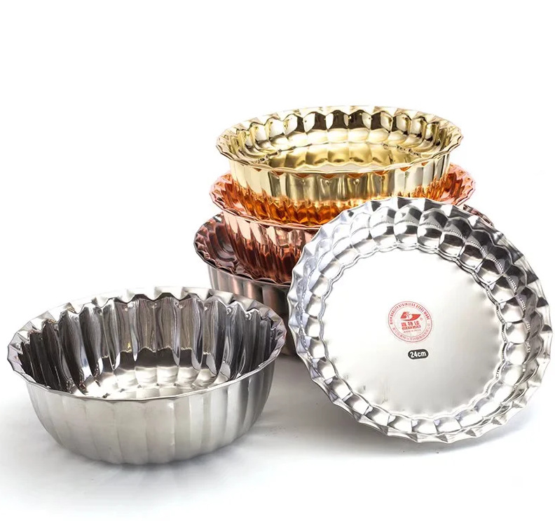 HZ151#24-50cm Lotus lid Basin set, metal stainless steel round plate for washing vegetables, multi-purpose basin for household use details Picture