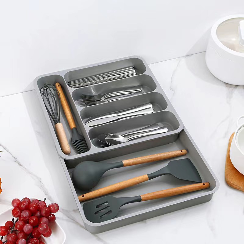 HZ607 extendable drawer storage box, separate shelving unit, tableware organizer, knife, fork and chopsticks compartments box, storage box pic 13