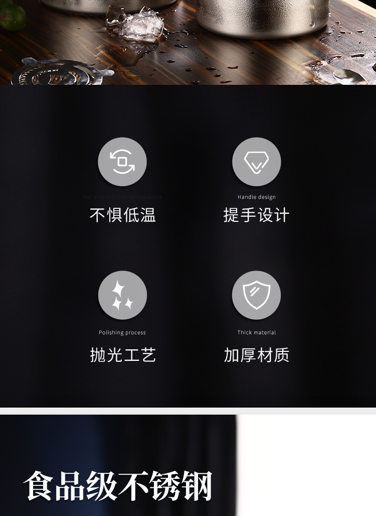 HZ444不锈钢冰桶红酒桶手提双环无磁冰桶KTV酒吧香槟桶啤酒冰块桶详情3
