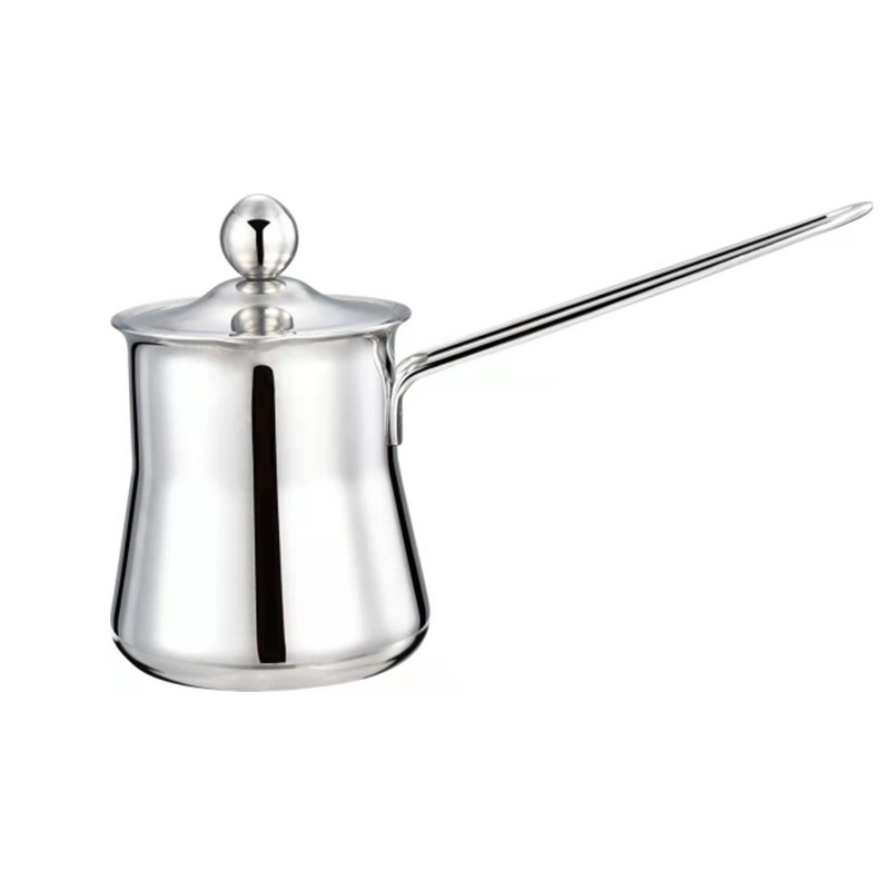 HZ444# stainless steel thickened coffee pot, coffee cup, milk cup, long handle, steel handle, straight, drum-shaped, linear handle milk cup
