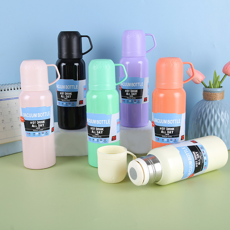 Cross-border trade bestseller One cup three-lid insulated cup set, 304 stainless steel straight cup wholesale hand-held gift box details Picture