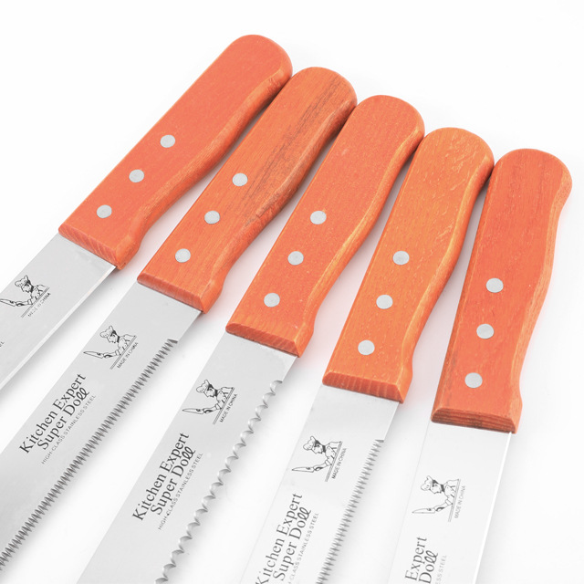 HZ720 wooden handle stainless steel bread knife 10, 12, 14 inches flat-toothed fine-toothed coarse-toothed cake toast saw knife for baking