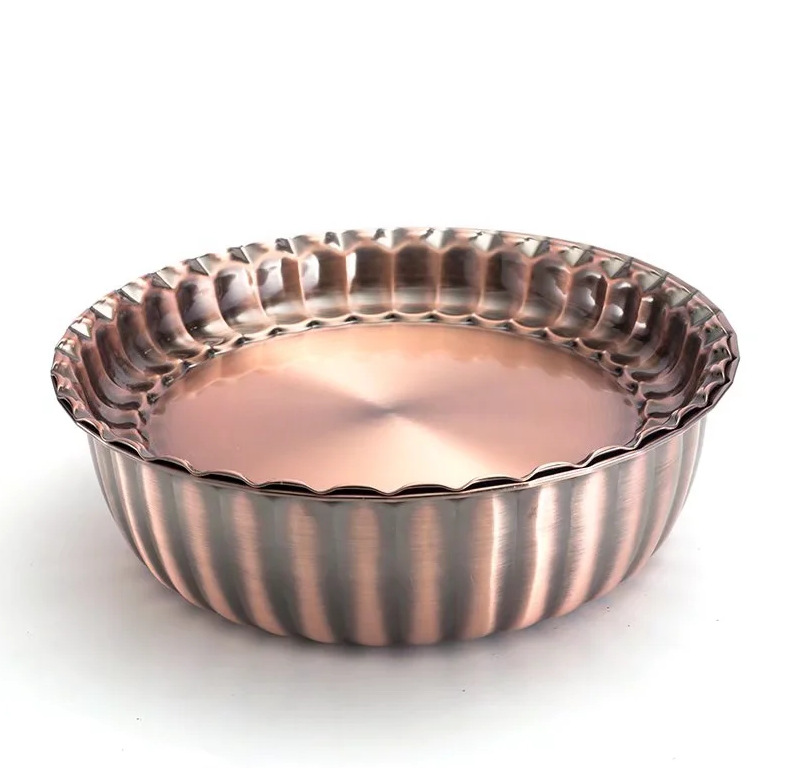 The HZ151 rose gold stainless steel covered basin with a lid can be used as a multi-purpose disc basin or can be disassembled for use pic 1