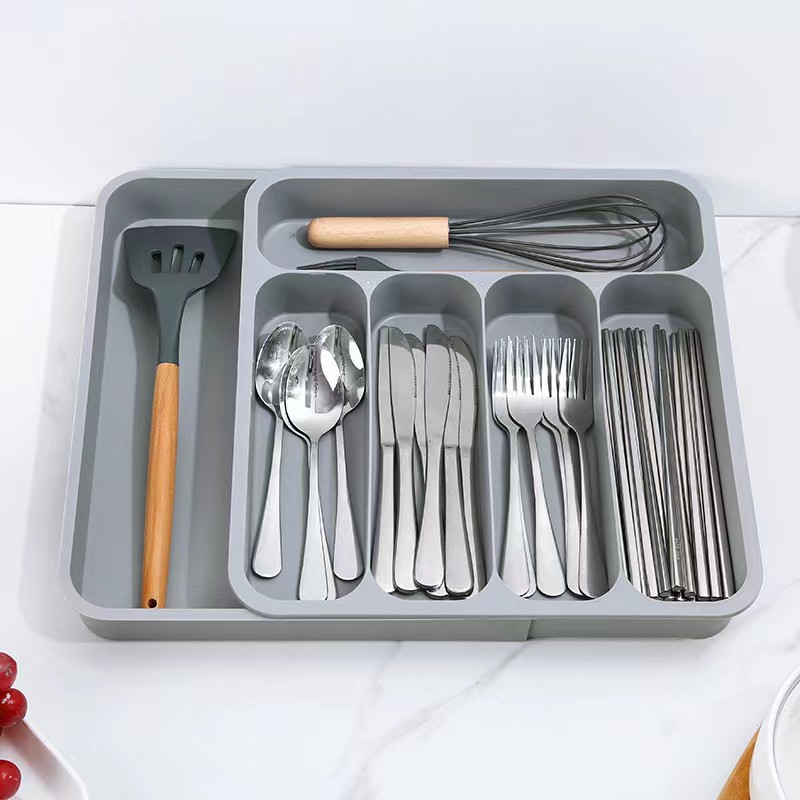 HZ607 extendable drawer storage box, separate shelving unit, tableware organizer, knife, fork and chopsticks compartments box, storage box pic 11
