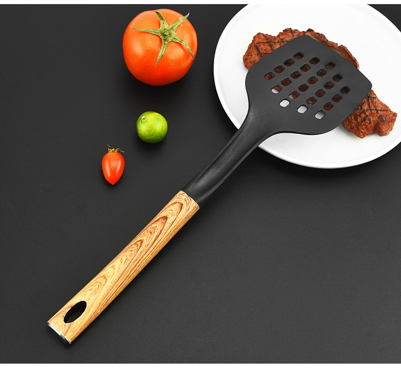 HZ415# Wholesale best-selling non-stick cookware set, wood-grain nylon cookware high-temperature resistant cooking set pic 11