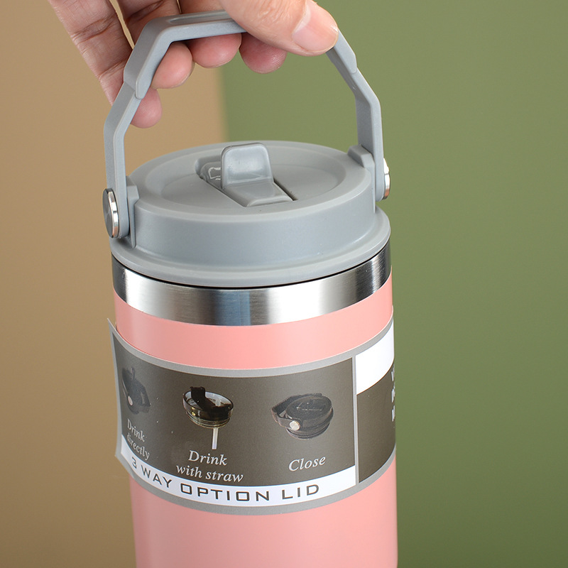 Cross-border Amazon handle lid ice cup, car cup, beer mug, large-capacity insulated coffee cup details Picture
