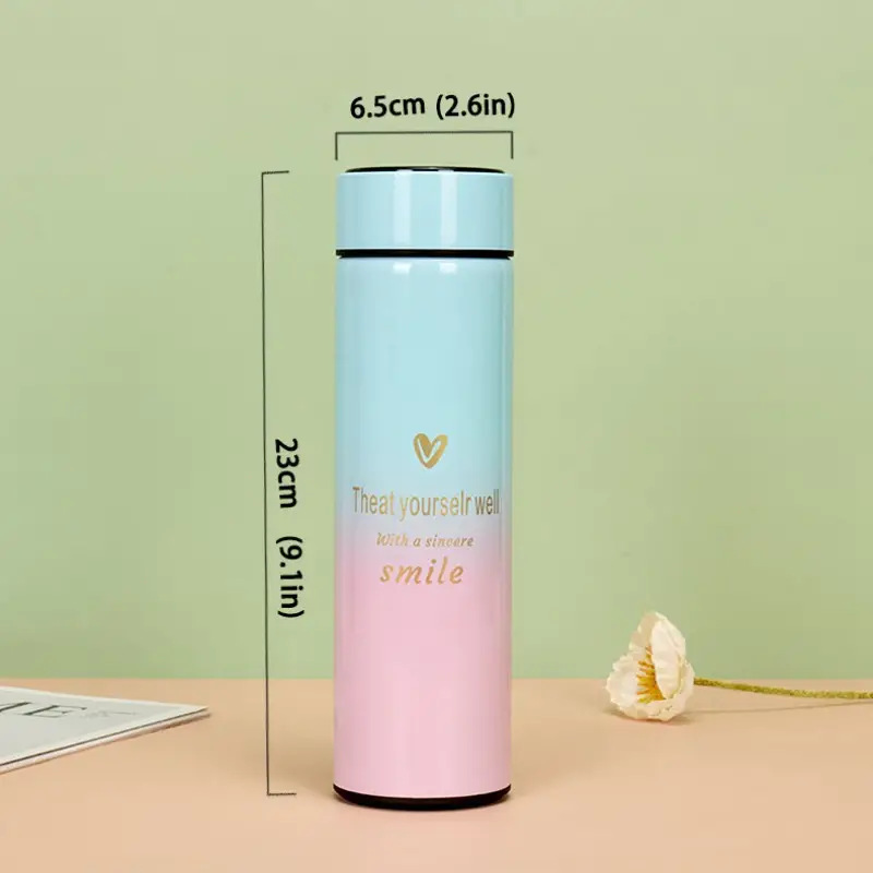 Smart temperature display insulated cup, 304 stainless steel double-layer gradient color business car insulated cup gift details Picture