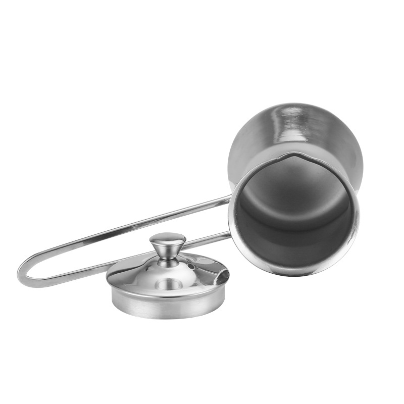 HZ444# stainless steel thickened coffee pot, coffee cup, milk cup, long handle, steel handle, straight, drum-shaped, linear handle milk cup Specification image
