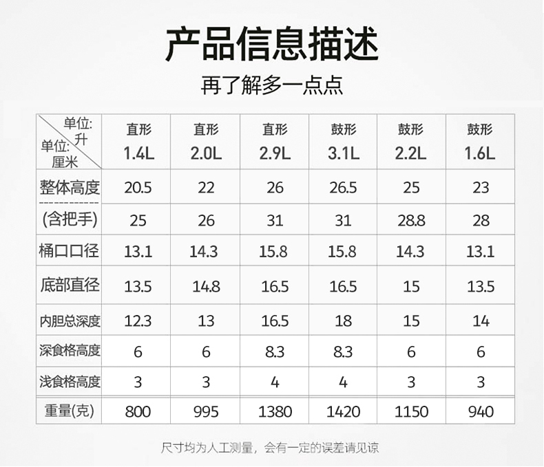 HZ37不锈钢304家用保温桶多层手提真空12小时保温饭盒桶大汤桶详情20