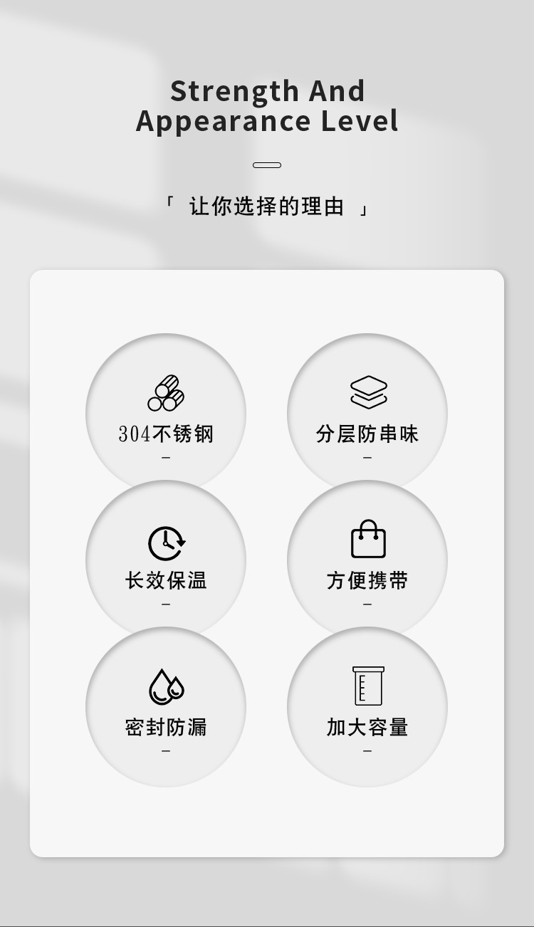 HZ408#304 stainless steel insulated bucket, home and office vacuum porridge, multi-layer large capacity, 3-layer rice bucket, carrying pot pic 2