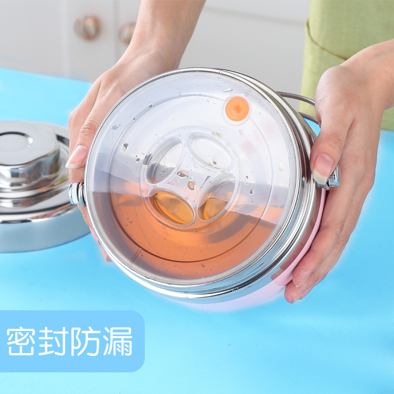 HZ444#304 insulated lunch box, double-layer vacuum pot, portable gift for adults, students and office workers, insulated bucket details Picture