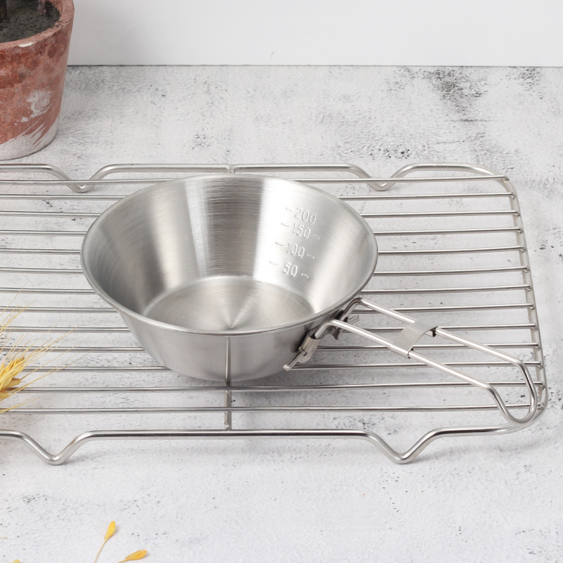 HZ645 Outdoor Camping ear-hanging cup, 304 stainless steel cup, sherry bowl, Coffee Cup, Camping tableware, Fruit Cup Specification image