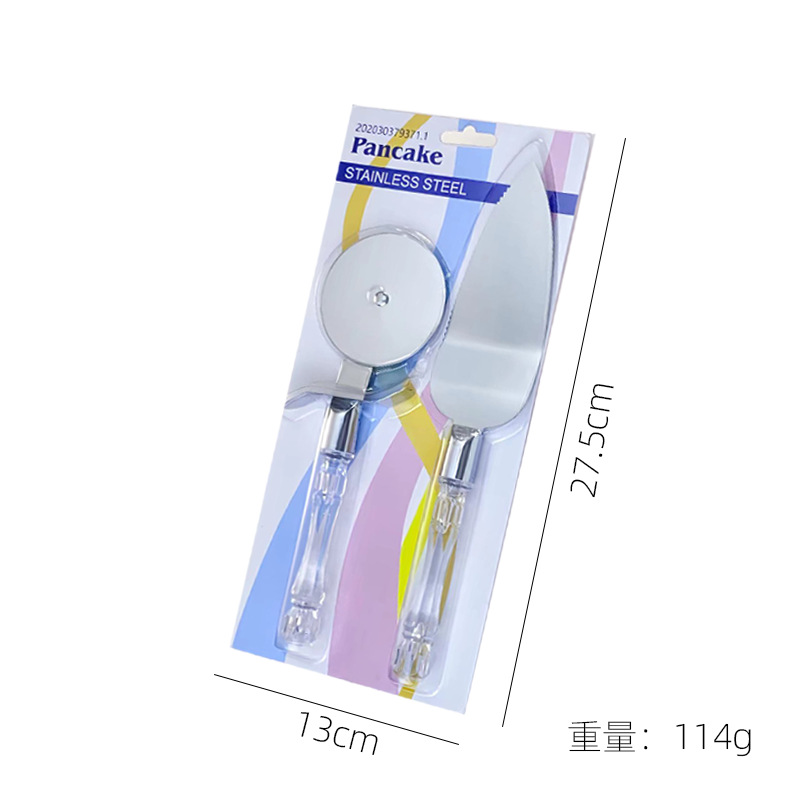 HZ720# Crystal Handle Pizza Knife and Cake Spatula Two-piece Set, Pizza Cutting tools, Kitchen Baking Set Item Picture