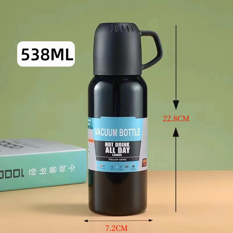 Cross-border trade bestseller One cup three-lid insulated cup set, 304 stainless steel straight cup wholesale hand-held gift box Specification image