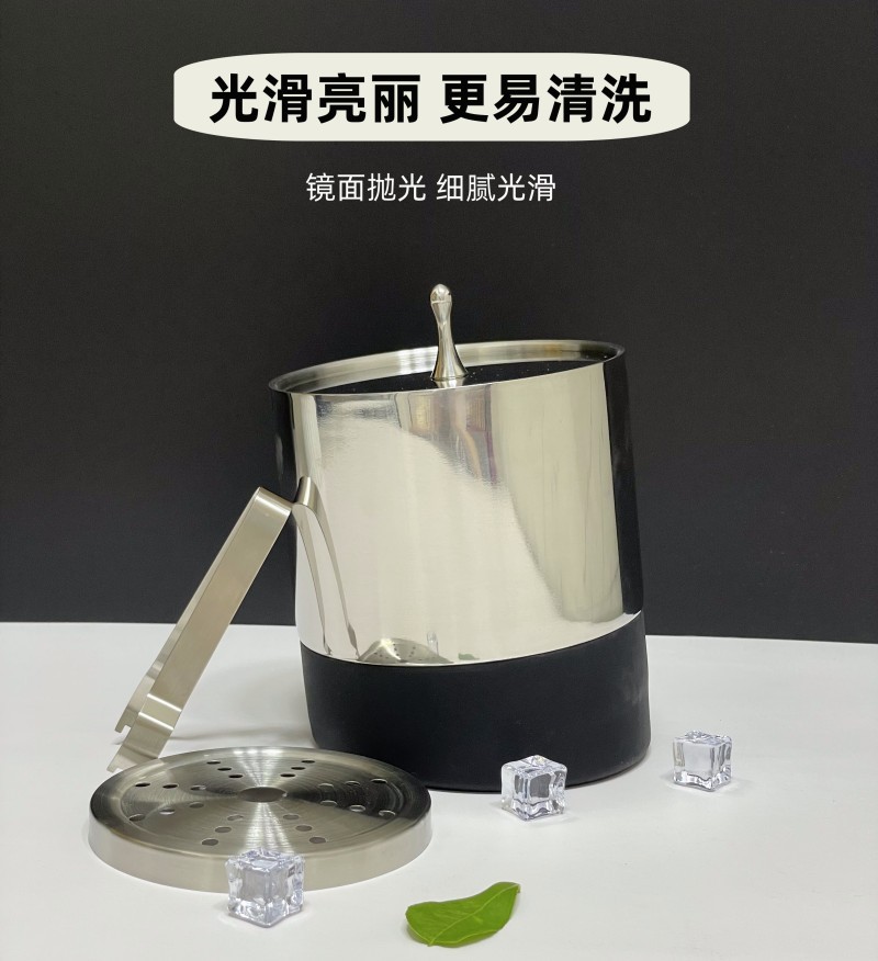 HZ444#不锈钢双层冰桶带盖保温手提冰粒桶香槟桶红酒桶酒店跨境详情8