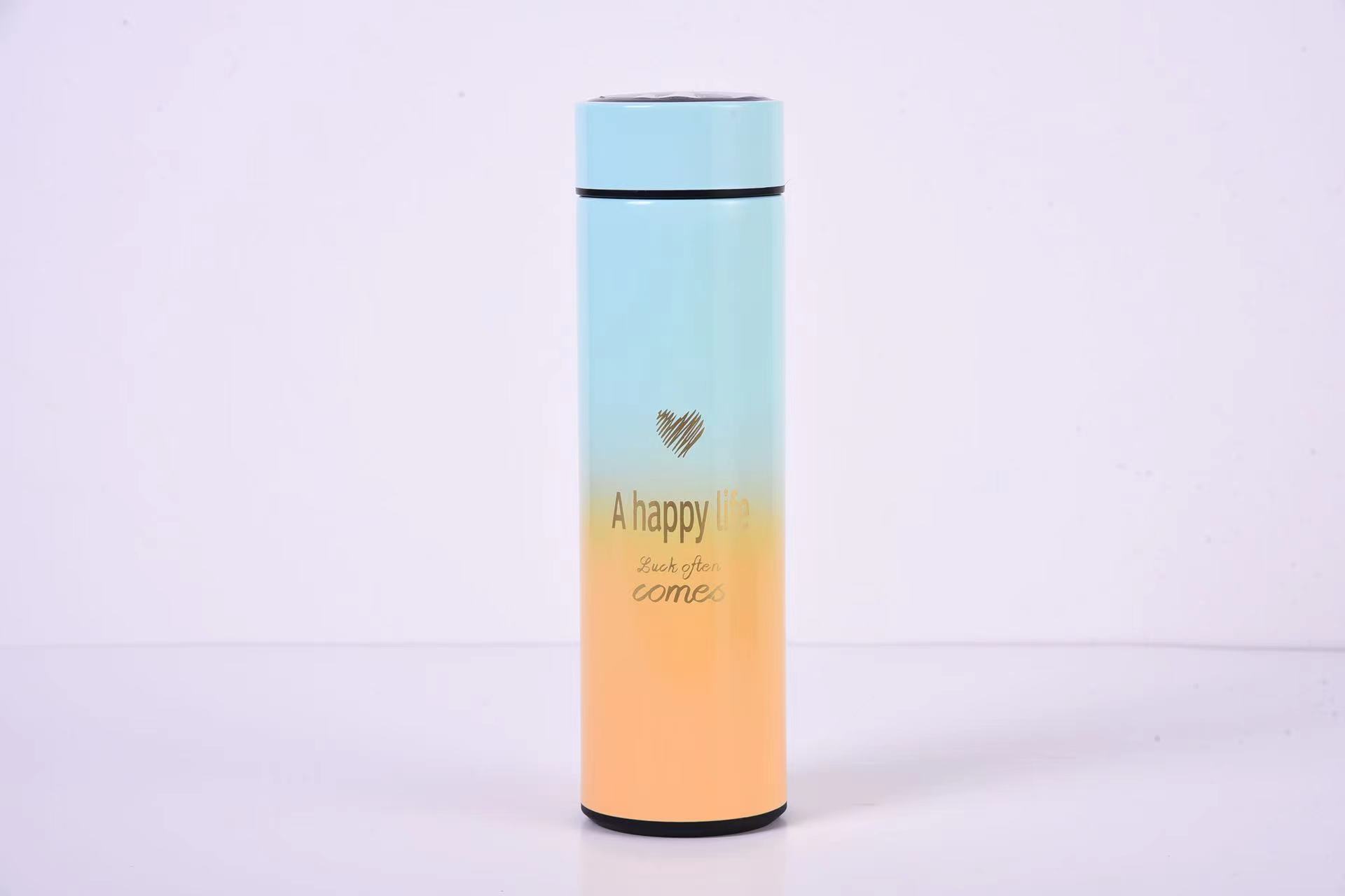 Smart temperature display insulated cup, 304 stainless steel double-layer gradient color business car insulated cup gift