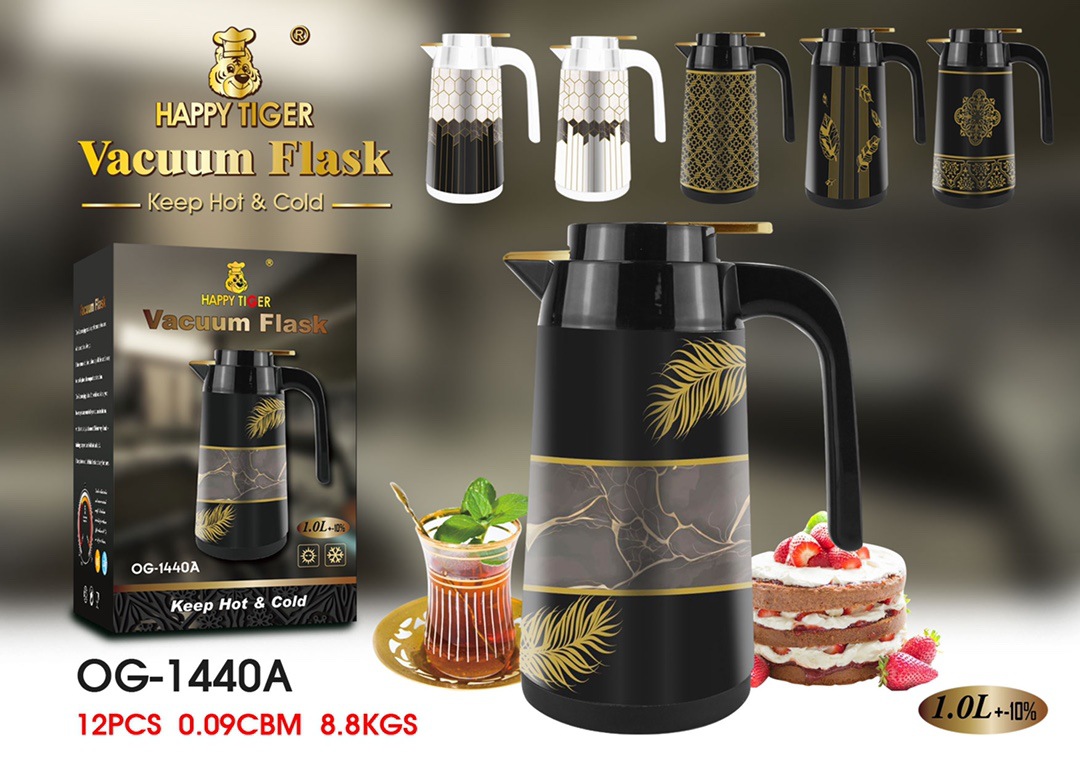 HZ472 Middle Eastern style household 1L glass inner liner insulated kettle with iron shell, 6 patterns mixed pic 5