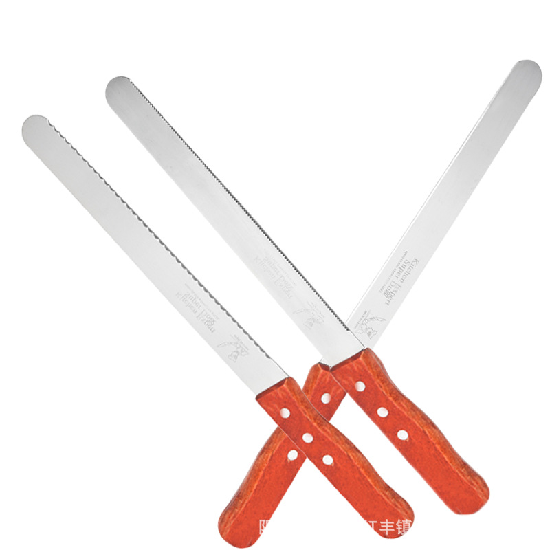 HZ720# Wooden Handle Stainless steel Bread Knife, Cake and Toast serrated Knife, Bread and Toast slicing knife, piping and baking details Picture