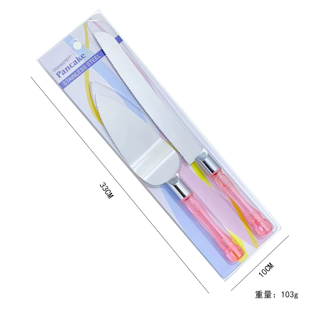 HZ720 Bread Knife Cake Spatula 2-piece set, crystal handle bread knife cake spatula, wooden handle bread knife cake spatula details Picture