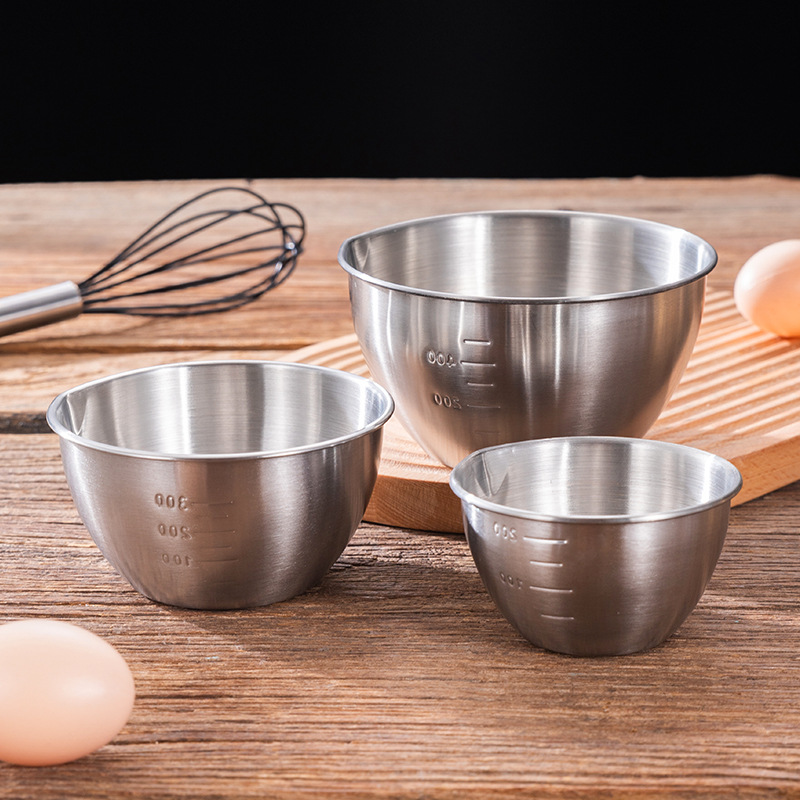 HZ50 stainless steel bowl with scale baking bowl, household tableware, cooking bowl, fruit salad bowl, single egg beating small bowl