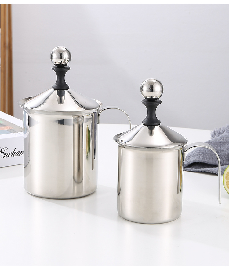 HZ610 stainless steel milk frother, coffee manual milk frother, milk coffee cup, milk frother, milk frother cup pic 12