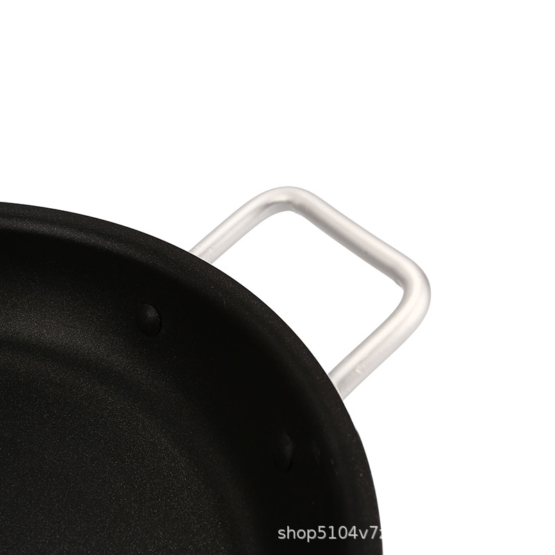 HZ43# Double-eared dumpling frying pan, aluminum non-stick flat-bottomed frying pan with a double bottom, commercial non-stick frying pan, flat-bottomed pan