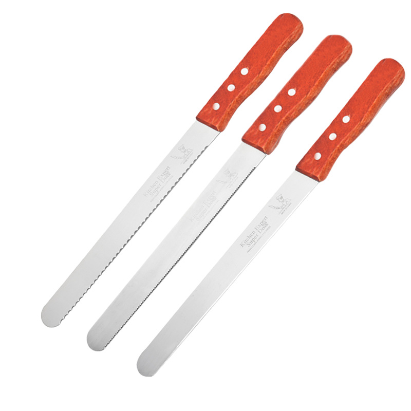 HZ720# Wooden Handle Stainless steel Bread Knife, Cake and Toast serrated Knife, Bread and Toast slicing knife, piping and baking Specification image