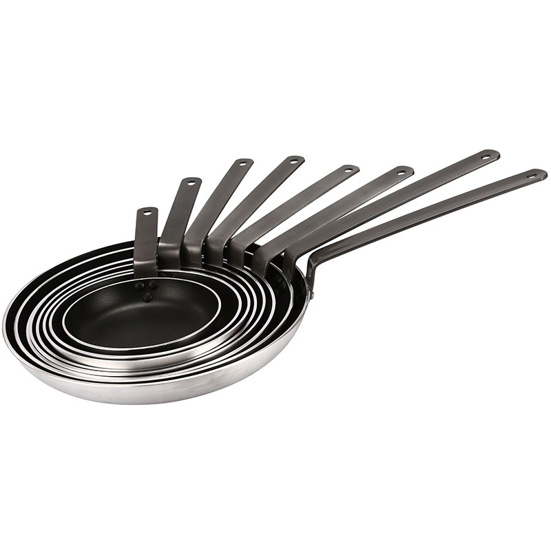 HZ43# Iron-handled sanding frying pan, aluminum alloy non-stick flat-bottomed frying pan, double-bottom gas induction cooker, universal Item Picture