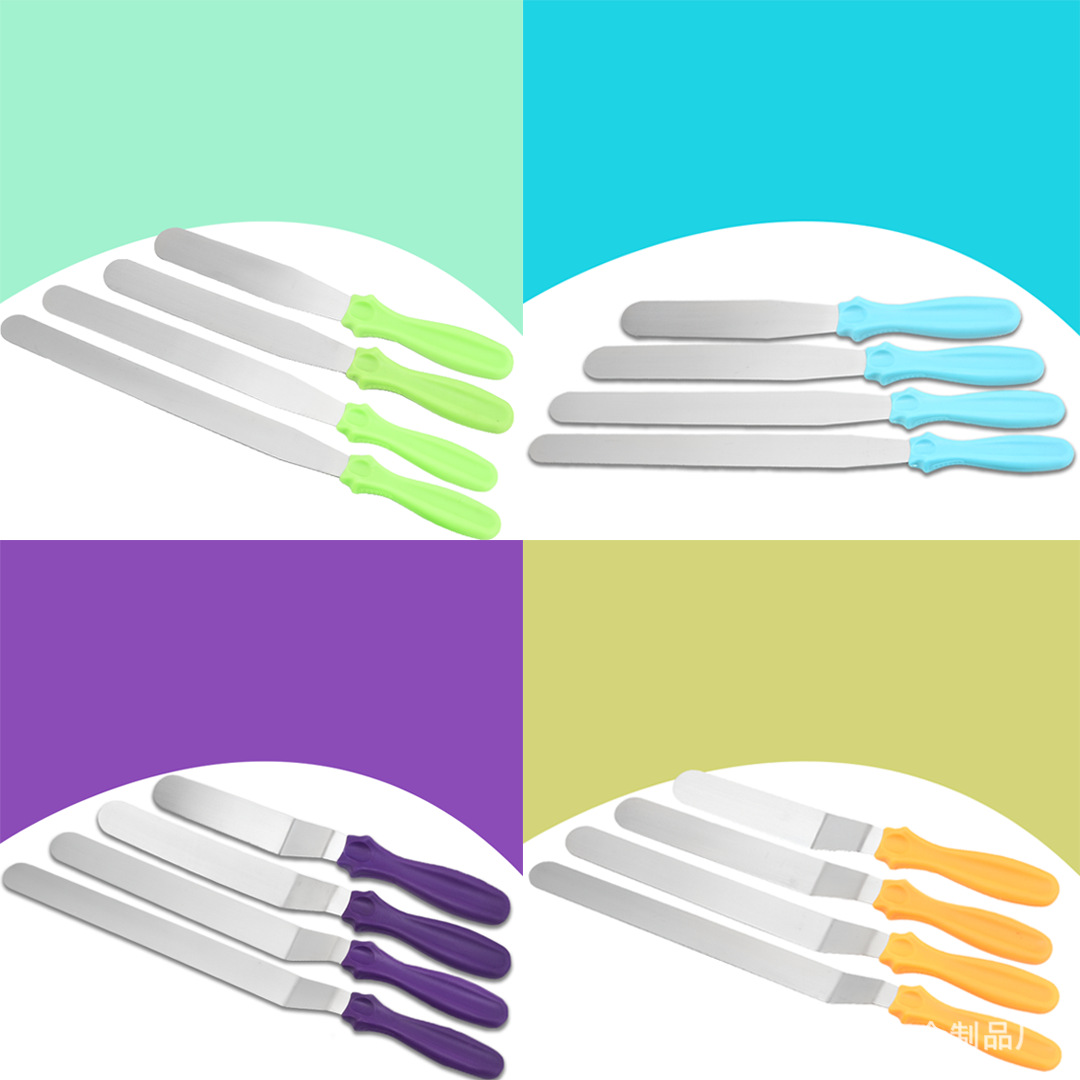 HZ720# manufacturer supplies 6-inch stainless steel spatulas with color handles, cake cream spatulas, and kitchen baking supplies pic 2
