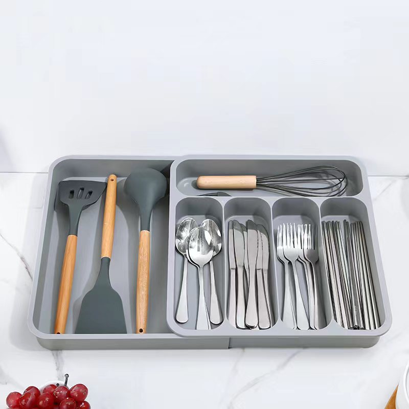 HZ607 extendable drawer storage box, separate shelving unit, tableware organizer, knife, fork and chopsticks compartments box, storage box pic 12