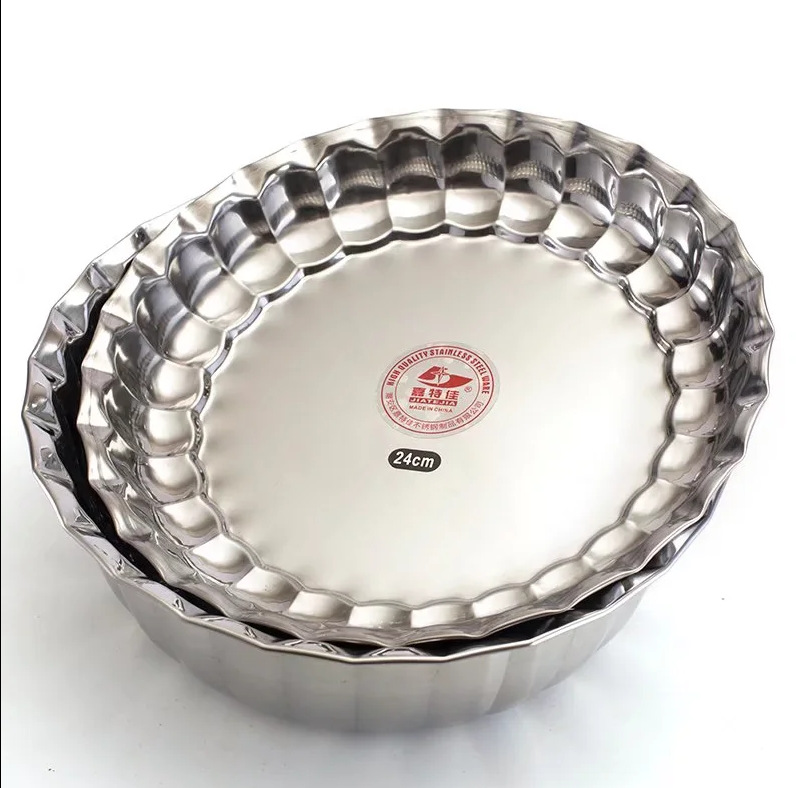HZ151#24-50cm Lotus lid Basin set, metal stainless steel round plate for washing vegetables, multi-purpose basin for household use Item Picture