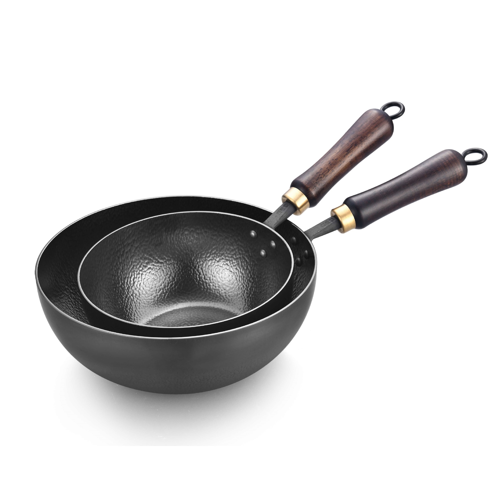 HZ43# uncoated fine iron forged non-stick iron pan, hand-made universal pan, frying pan, wok, household set with wooden lid pic 2