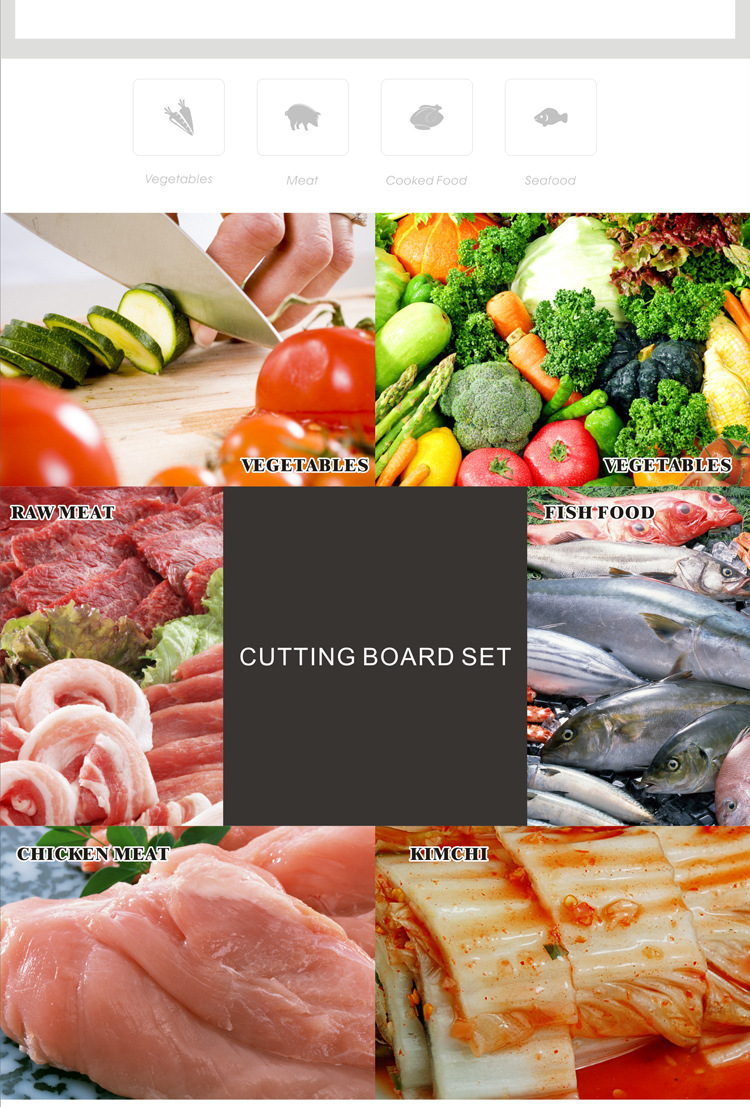 HZ415 New Kitchen Rainbow Rectangular cutting and Classification Board Ultra-thin Plastic Four-piece set pic 3