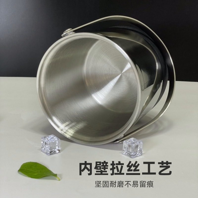 HZ444#不锈钢双层冰桶带盖保温手提冰粒桶香槟桶红酒桶酒店跨境详情10
